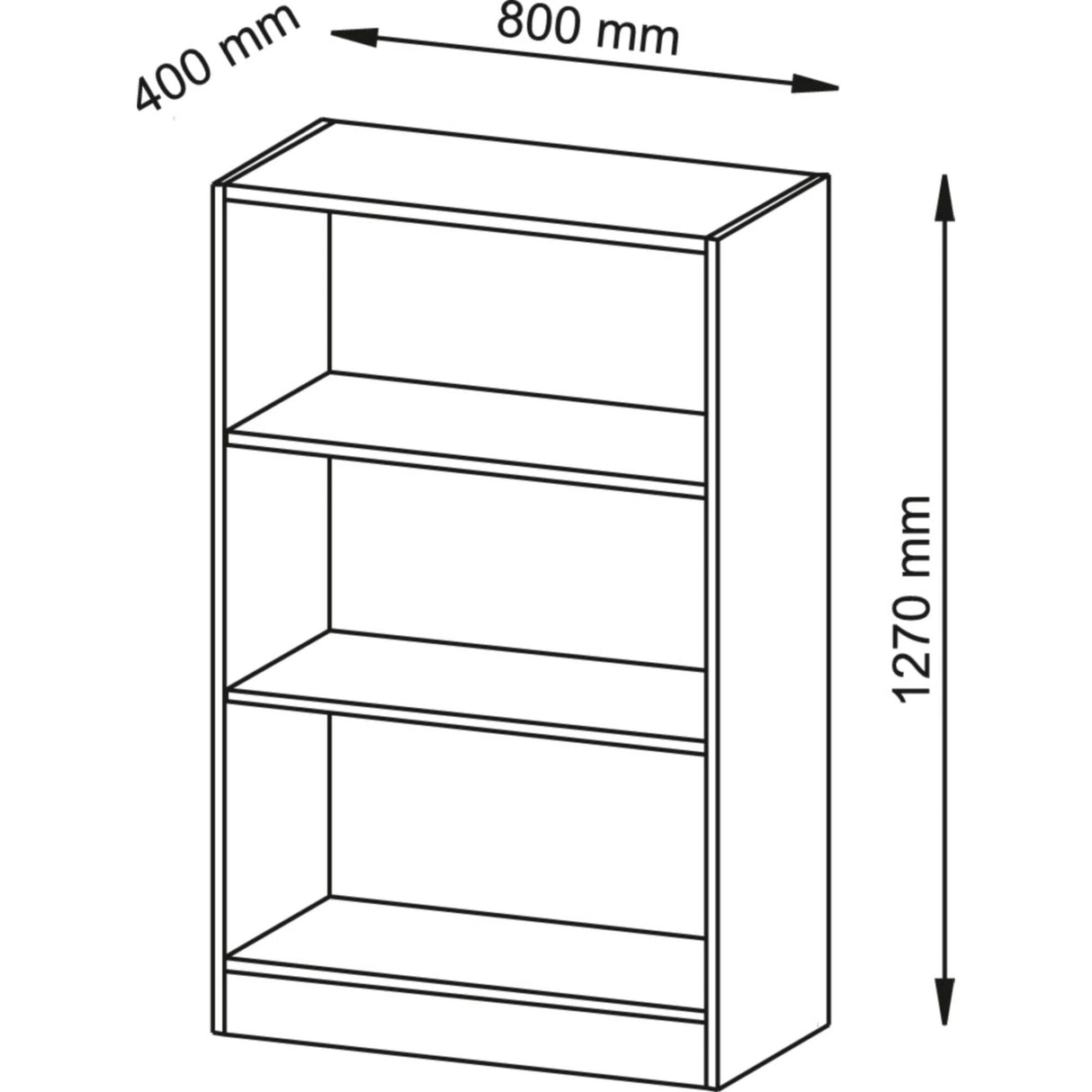 Holz Bücherregal 2 Fachböden 800 x 400 x 1.270 mm Weiß Red Line