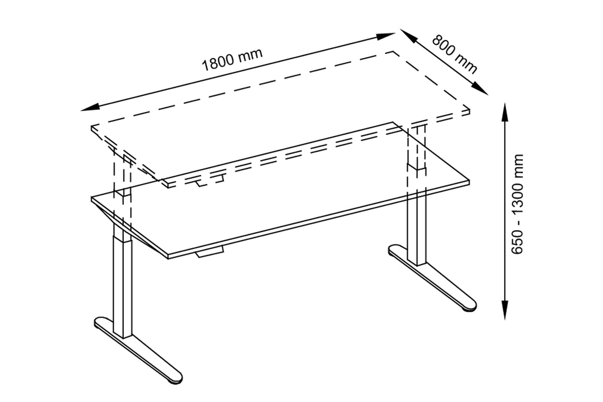 Ergo Schreibtisch XBHM19 Asteiche /Weiß 180x80cm Höhenverstellbar Red Line