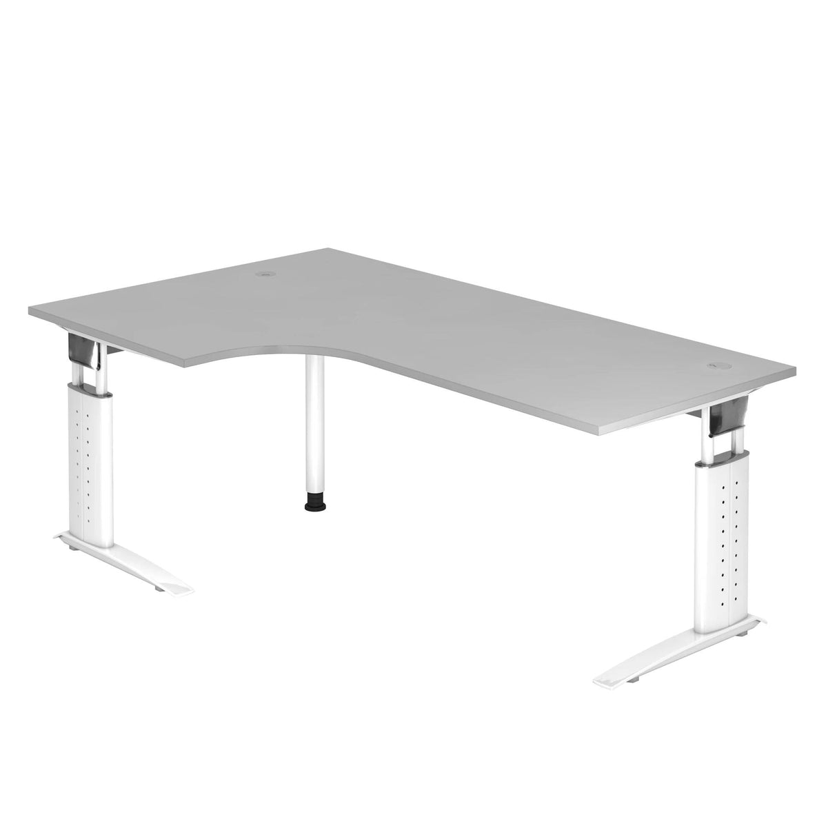 Höhenverstellbar Eckschreibtisch Freiform Grau C-Fuß 2.000 (B) x 1.200 (T) x 860 (H) mm Spanplatte, Stahl Red Line