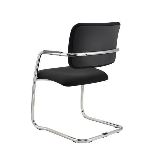 2-Set Besucher und Konferenzstuhl Stoff Feste Armlehne Schwarz Max. 120 kg Red Line