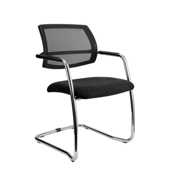 Besucherstuhl Freischwinger 2 Stk mit integrierten Armlehnen und Netzrücken Red Line