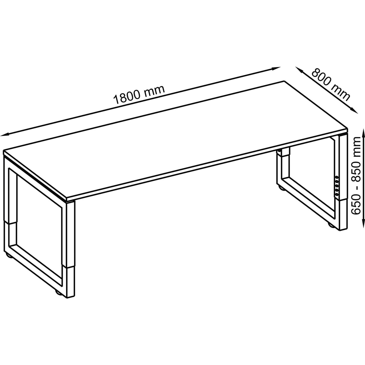 Schreibtisch R-Serie Weiss 1.800 x 650-850 mm VRS19/W Red Line