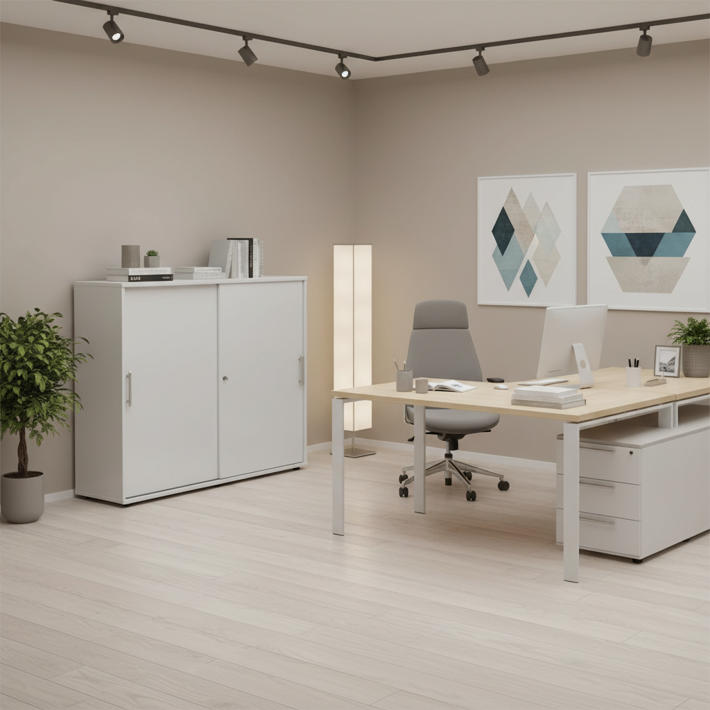 Schiebetürschrank 3OH 120cm RE Weiss/Weiss - Prime Möbel