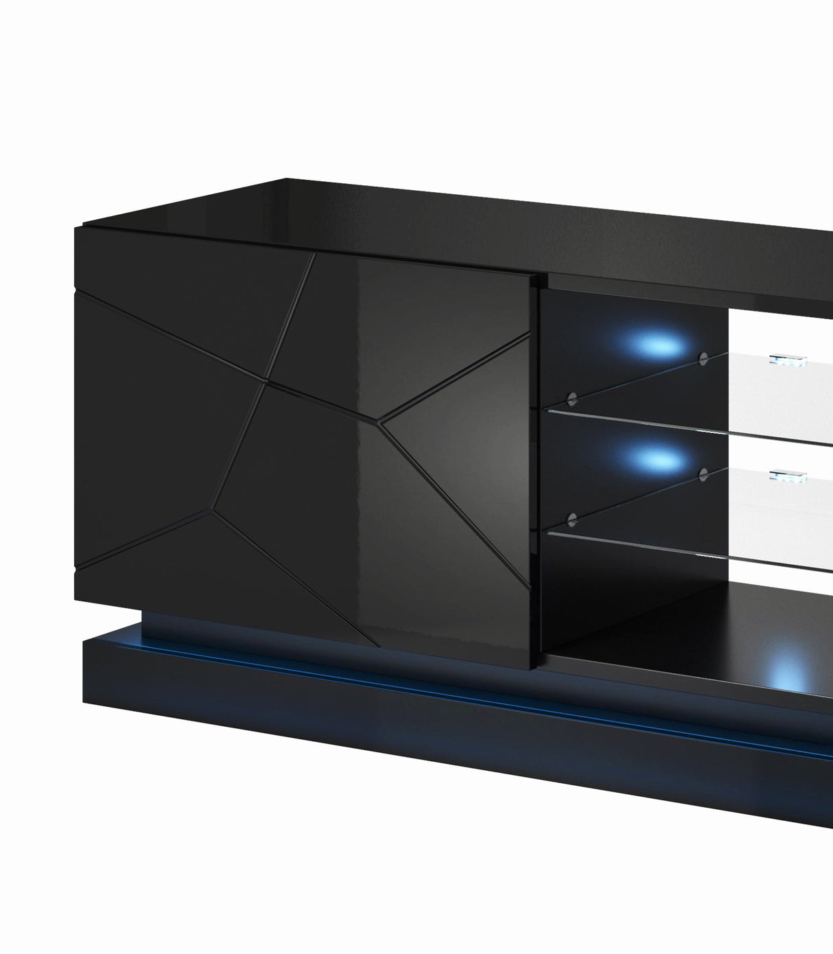 ARVENA+ TV-Möbel Hochglanz schwarz +LED Beleuchtung 200x57x42cm