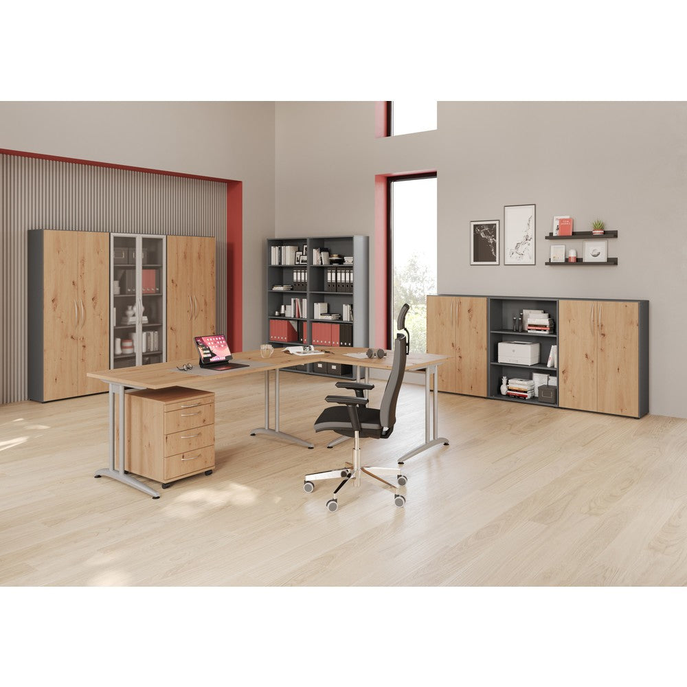 Büro-Schreibtisch Akzent, C-Fuss Gestell,Hx BxT 740 x 1.600 x 600 mm, ahorn - Prime Möbel