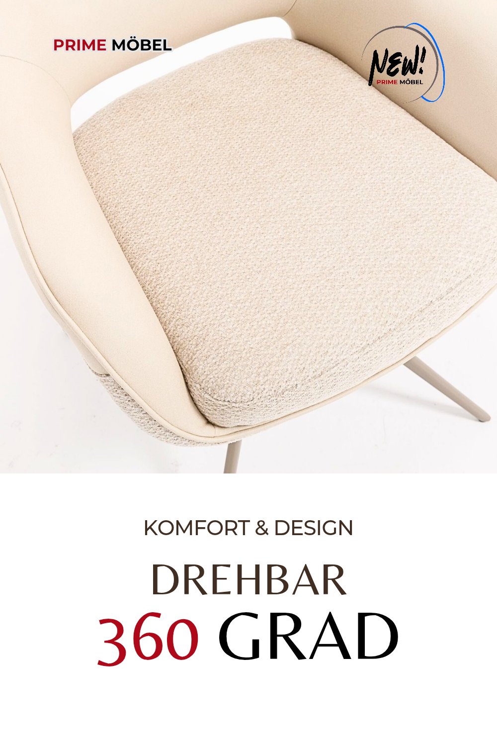 Hermann Armelehnstuhl 360 Grad Drehbar beige