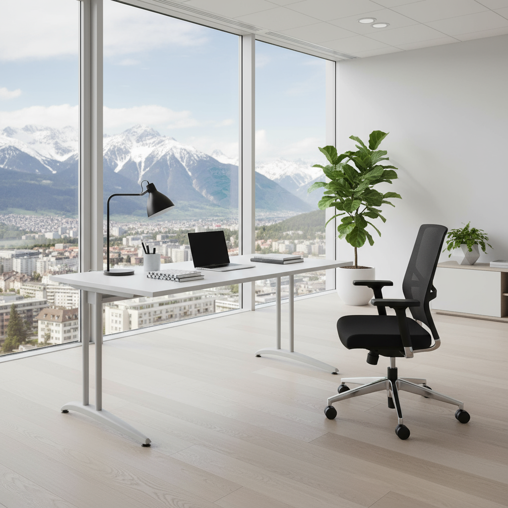 Büro-Schreibtisch Akzent, C-Fuss Gestell,Hx BxT 740 x 1.800 x 800 mm, grau - Prime Möbel
