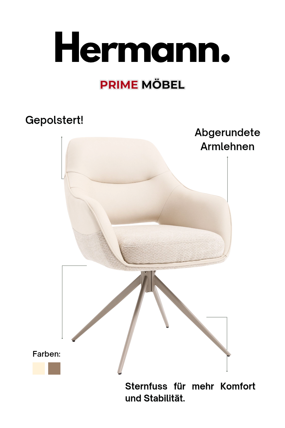 Hermann Armelehnstuhl 360 Grad Drehbar beige