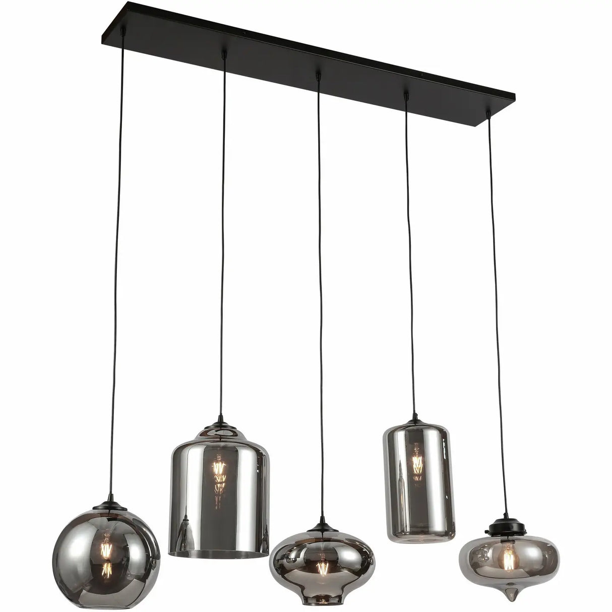 Ava Rauchglas-Hängelampe 5-Light Mix