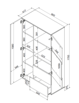 Kombi -Vitrine AVENA  90×170×41,5 cm – Beige Matt