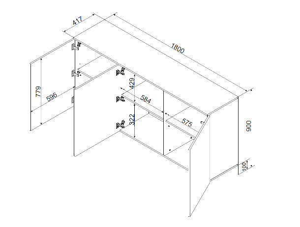 Sideboard AVENA 3D  180×90×41,5 cm – Beige Matt