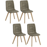 4x Set PRIME DOM Stuhl - Essen, Taupe Samt, 43x53x88 cm
