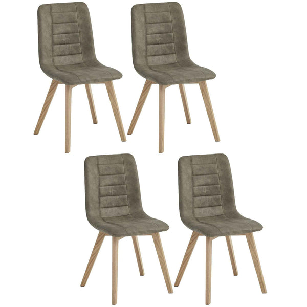 4x Set PRIME DOM Stuhl - Essen, Taupe Samt, 43x53x88 cm
