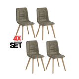4x Set PRIME DOM Stuhl - Essen, Taupe Samt, 43x53x88 cm