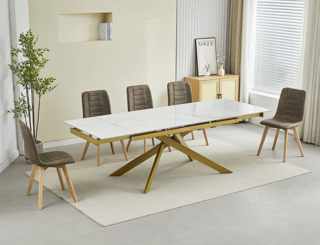 4x Set PRIME DOM Stuhl - Essen, Taupe Samt, 43x53x88 cm