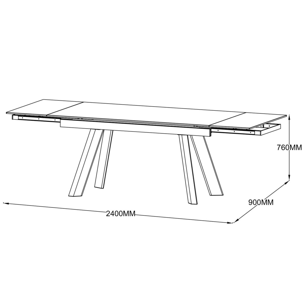 Ausziehtisch JELIA Keramikglas schwarz