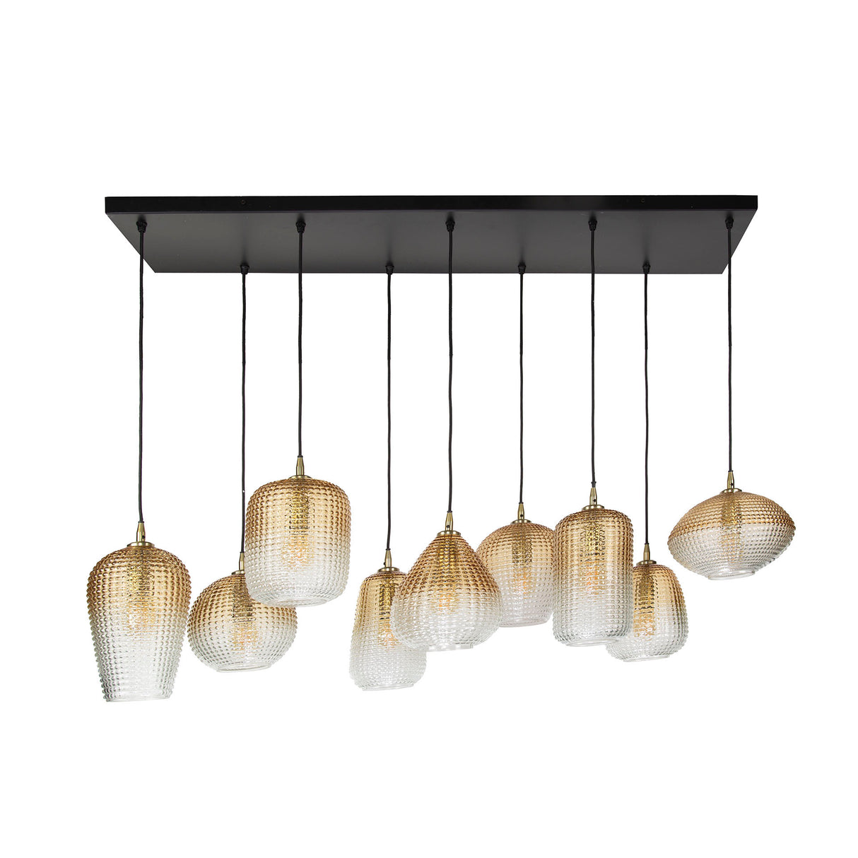 Amber Glow Hängelampe mit 9 Schirmen