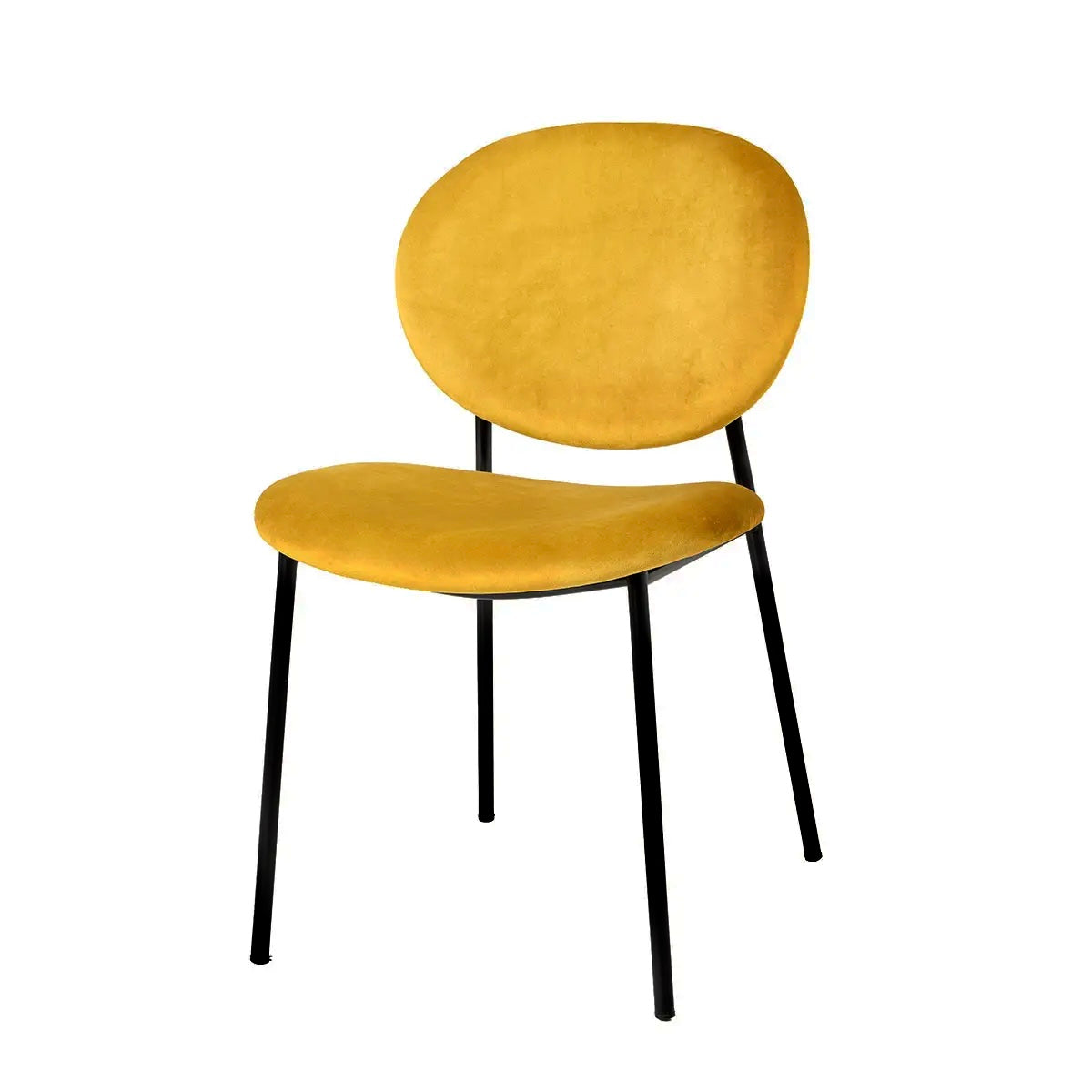Stuhl AMAR mit senffarbenem Samtbezug. 49X55X81