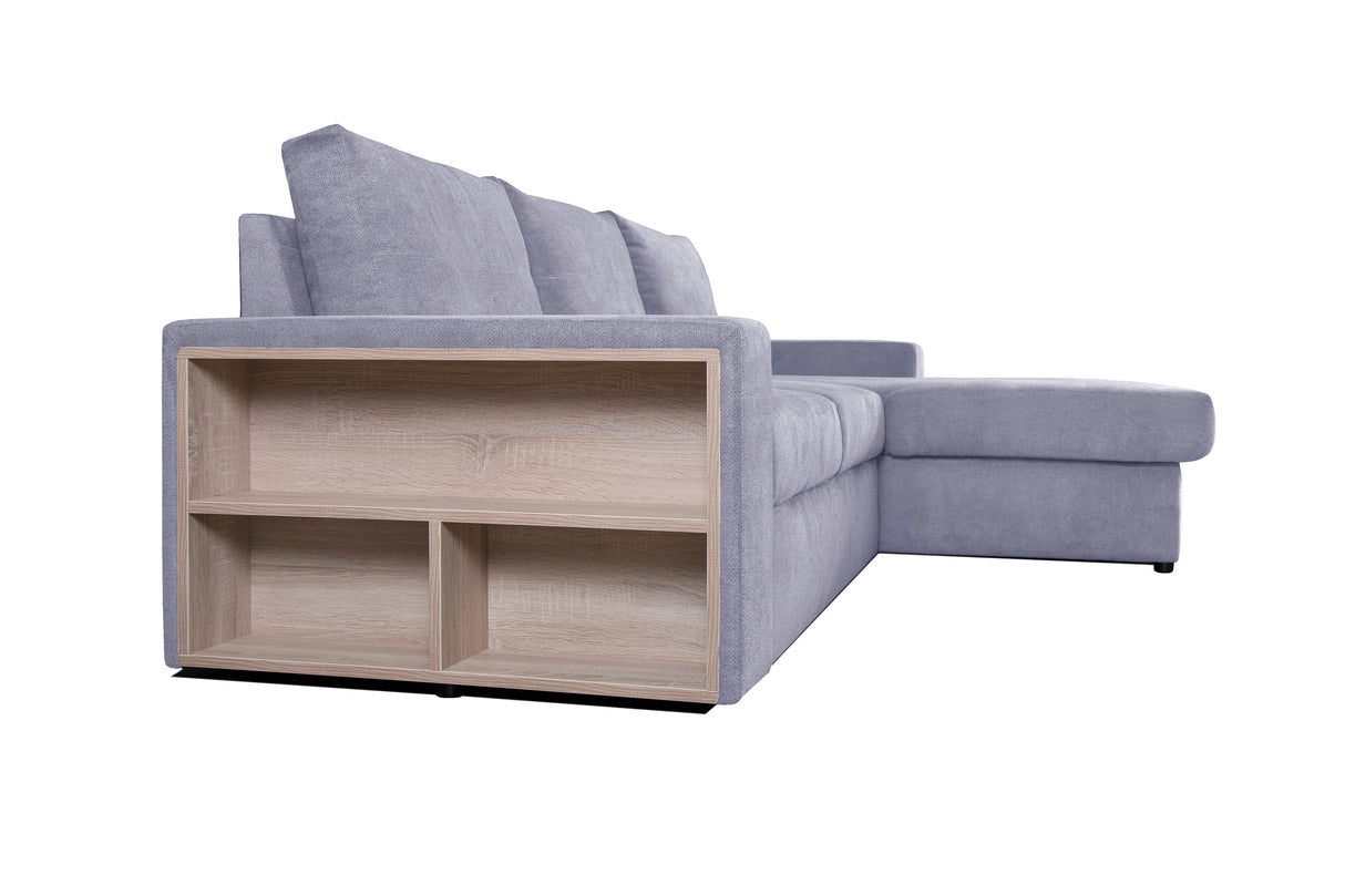 Alfred Ecksofa grau mit Ausziehbett Inkl. Aufbewahrung