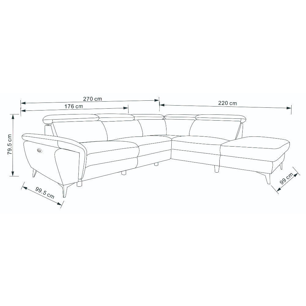 Ecksofa Navora beige mit Motor Rechts beige