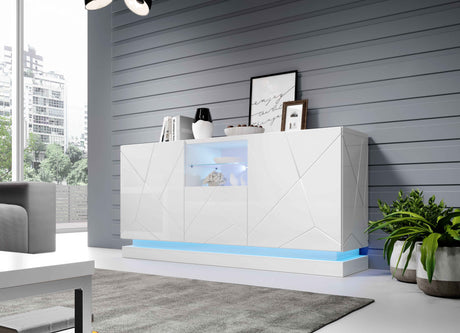 ARVENA+ Kommode Hochglanz weiss+LED Beleuchtung 150x75x42cm