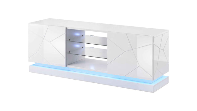 ARVENA+ TV-Möbel Hochglanz schwarz +LED Beleuchtung 160x57x42cm