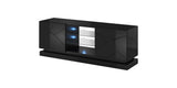 ARVENA+ TV-Möbel Hochglanz schwarz +LED Beleuchtung 160x57x42cm