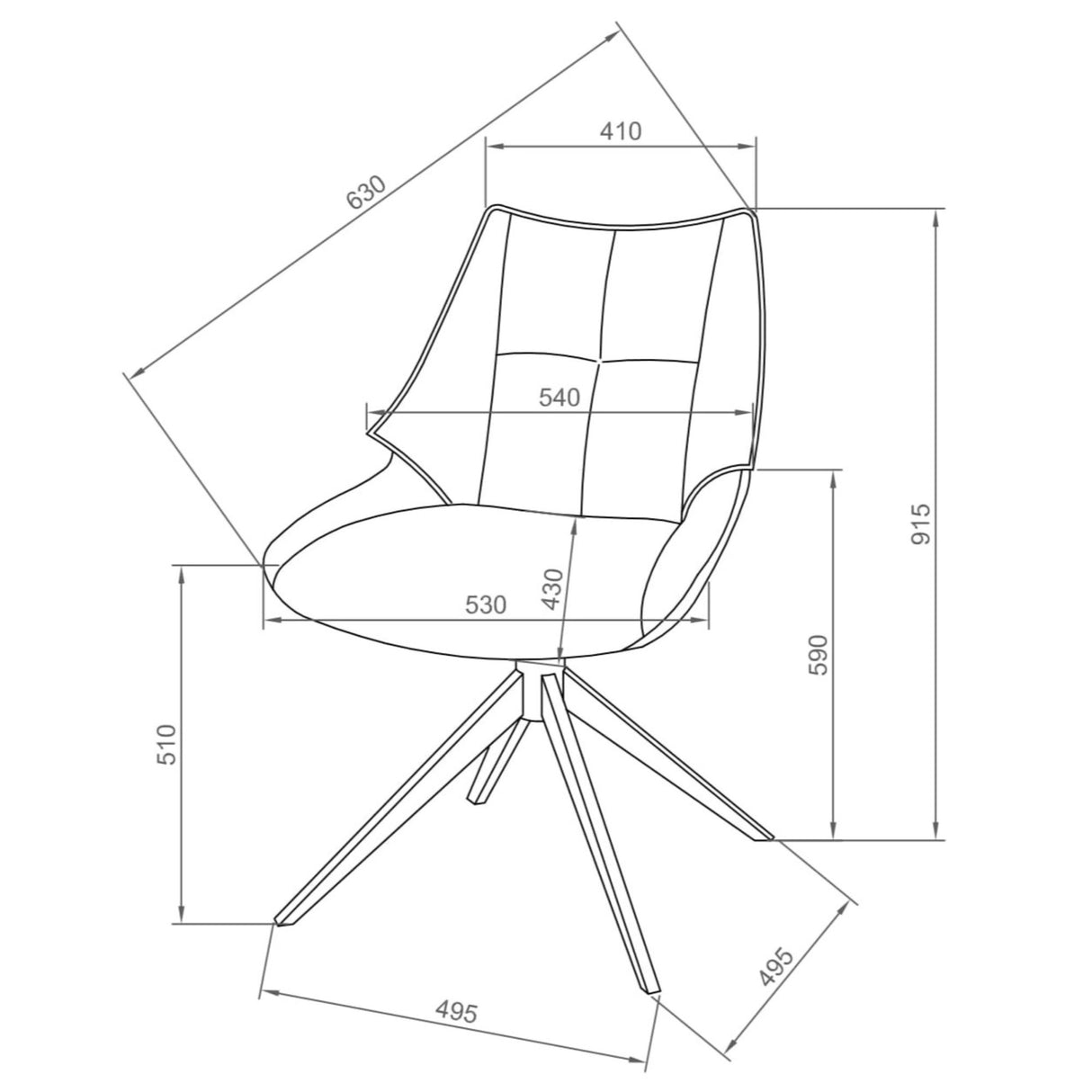 AMANDO Stuhl gepolstert Drehfunktion braun