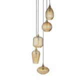 Hängelampe mit bernsteinfarbenen Glasschirmen – Stilvolles Design