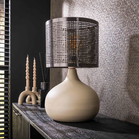 Tischlampe in natürlichem Grau stilvoll und modern - Prime Möbel