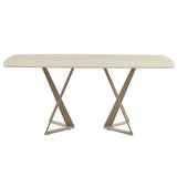 BELLUMI Tisch beiger Steinoptik, Keramikplatte 180 × 90 cm