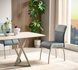 BELLUMI Tisch beiger Steinoptik, Keramikplatte 180 × 90 cm