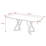 BELLUMI Tisch beiger Steinoptik, Keramikplatte 180 × 90 cm