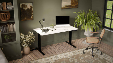 Högger&Stand -Schreibtisch, weiße Tischplatte +schwarze Beine