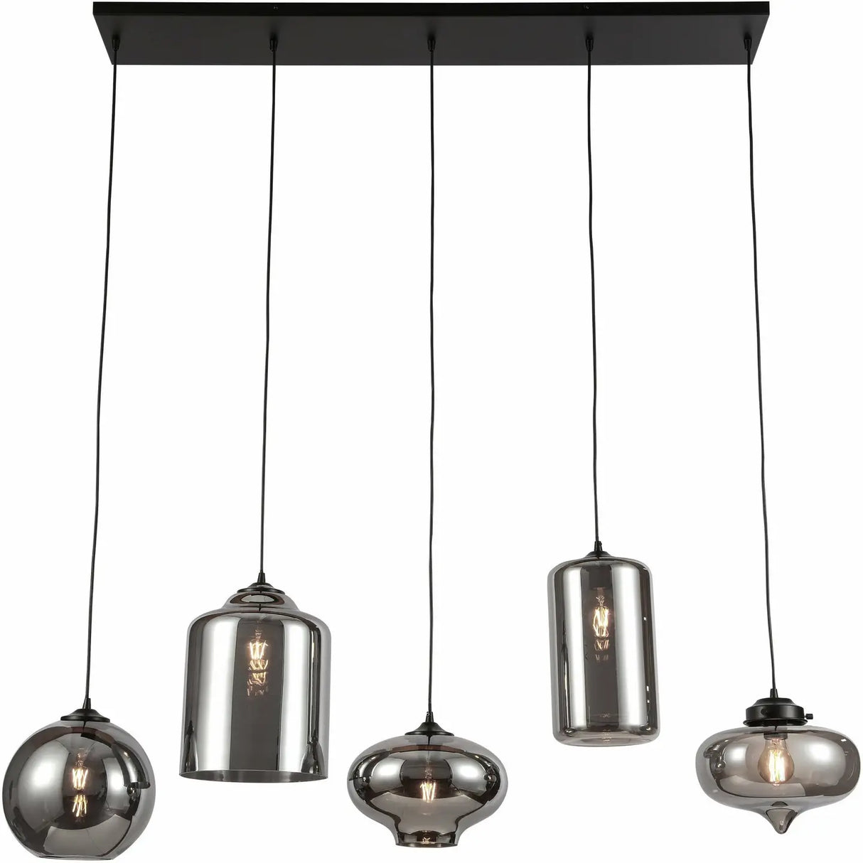 Ava Rauchglas-Hängelampe 5-Light Mix