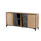 Kommode CAN 180×83×38cm – Beton Grau & uralte Eiche