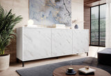 Carrara Sideboard, Marmor Design 200x80cm, schwarz matt