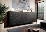 Carrara Sideboard, Marmor Design 200x80cm, schwarz matt