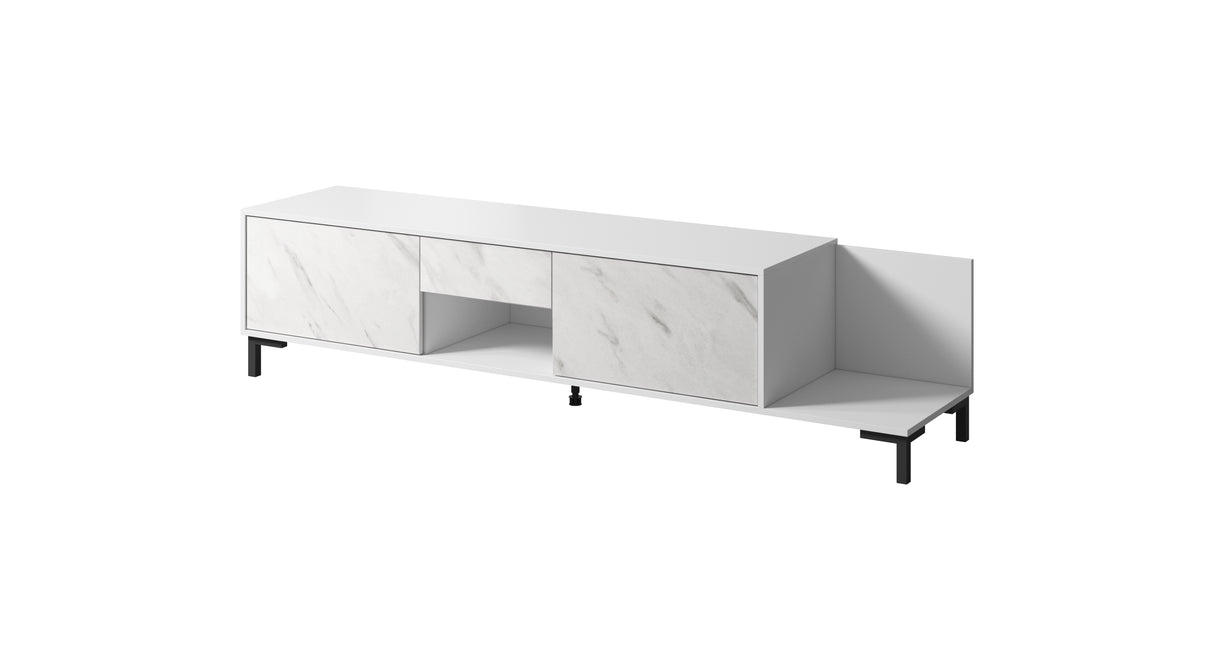 Carrara TV-Möbel, Marmor Design 195x50cm, Weiss