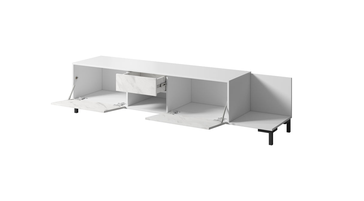 Carrara TV-Möbel, Marmor Design 195x50cm, Weiss