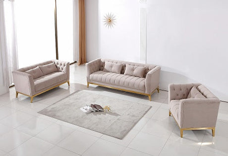 Born Samt Chesterfield Wohn-Sofa-Set Italy Desgin