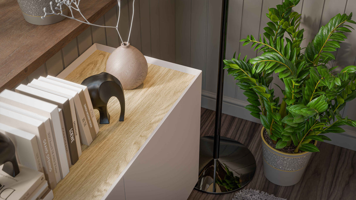 Kommode VELINO 200×70×40 cm – Kaschmir matt & Eiche