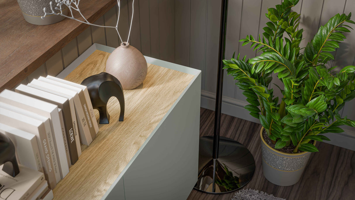 Kommode VELINO 150×70×40 cm – Kaschmir matt & Eiche