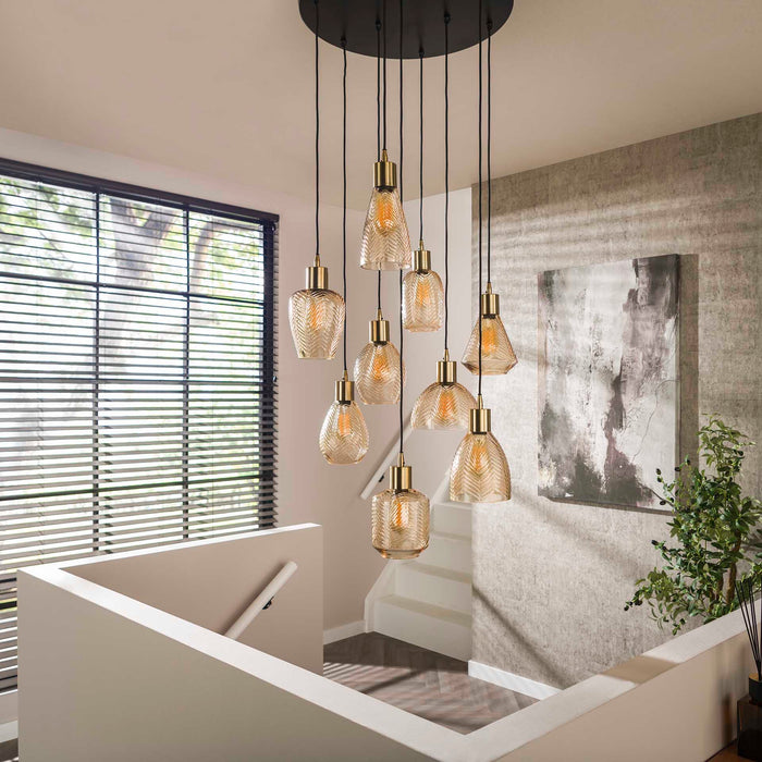 Amber V-Design Hängelampe mit 9 Schirmen - Prime Möbel