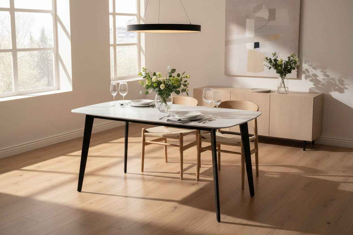 ELONA - Esstisch Marmoroptik weiss 160x90cm