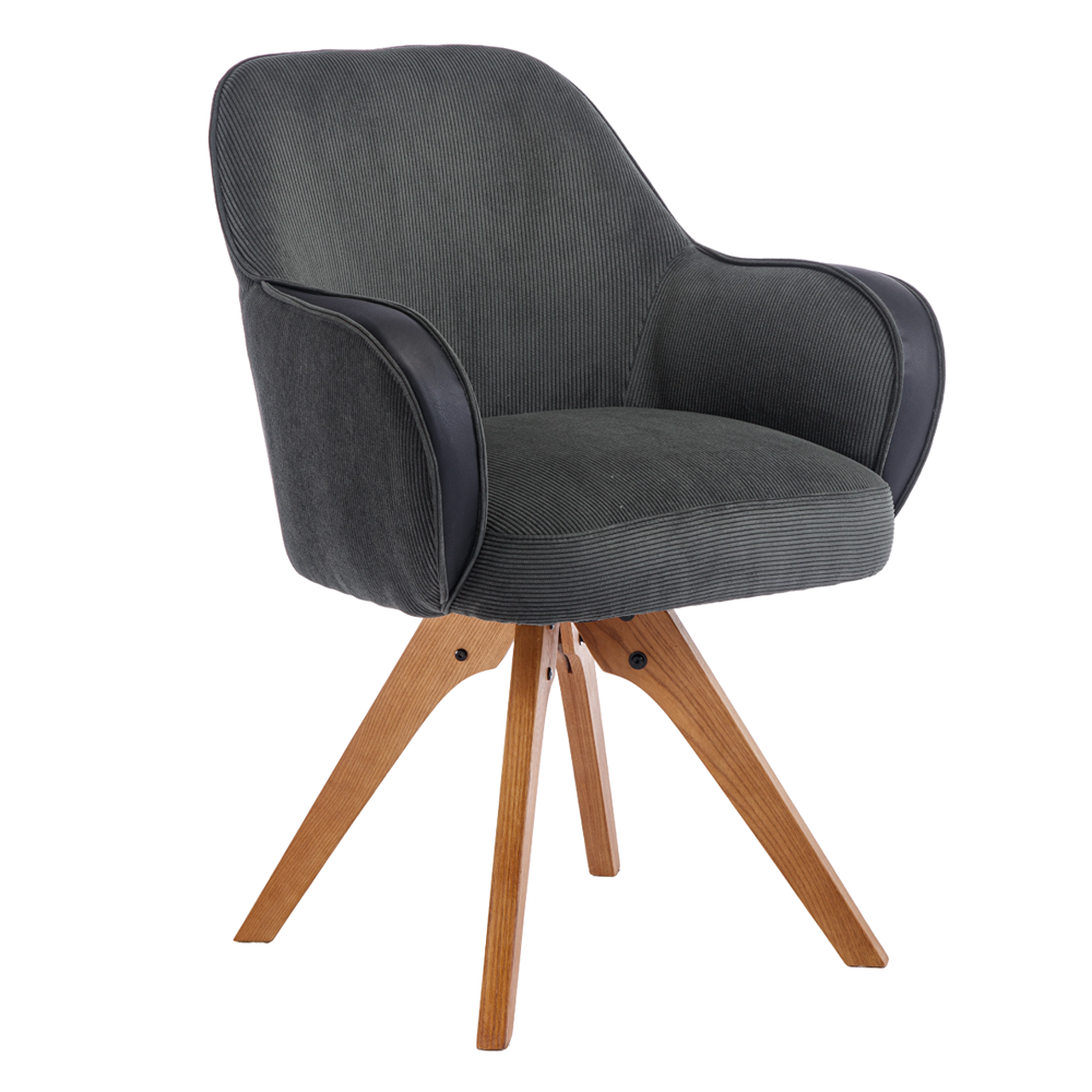 GALLO Armlehnstuhl Cordbezug grün/ schwarz