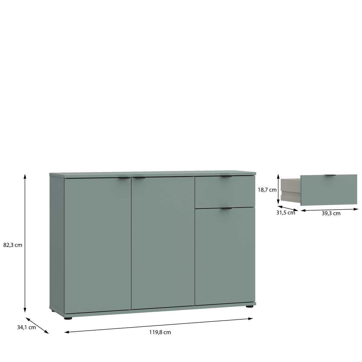 Prime Lunaris Kommode 230cm grün