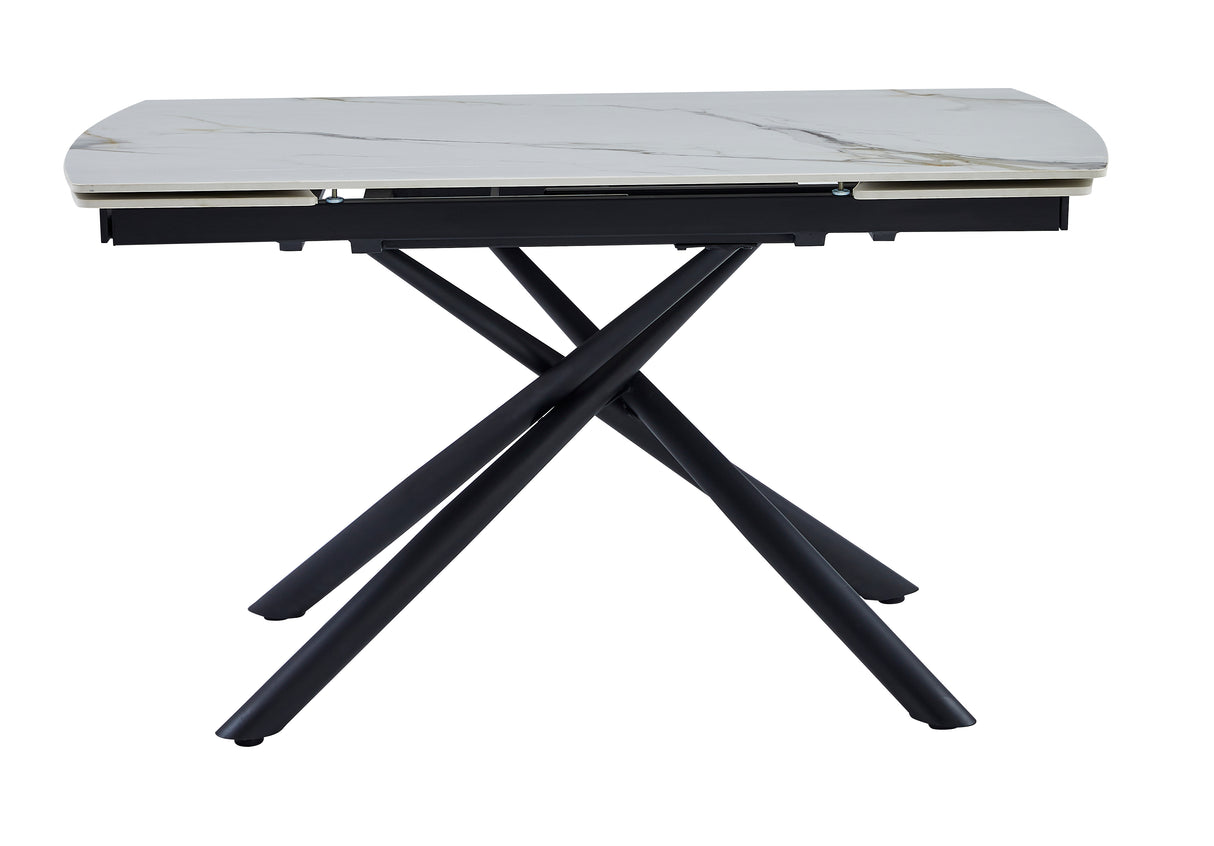 Aurelio Pro Ausziehtisch Keramik Weiß/Gold (140–200 cm)