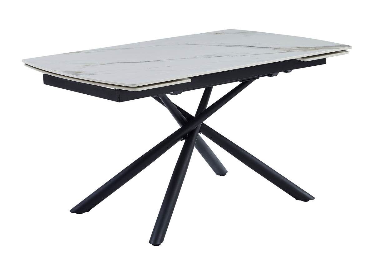 Aurelio Pro Ausziehtisch Keramik Weiß/Gold (140–200 cm)