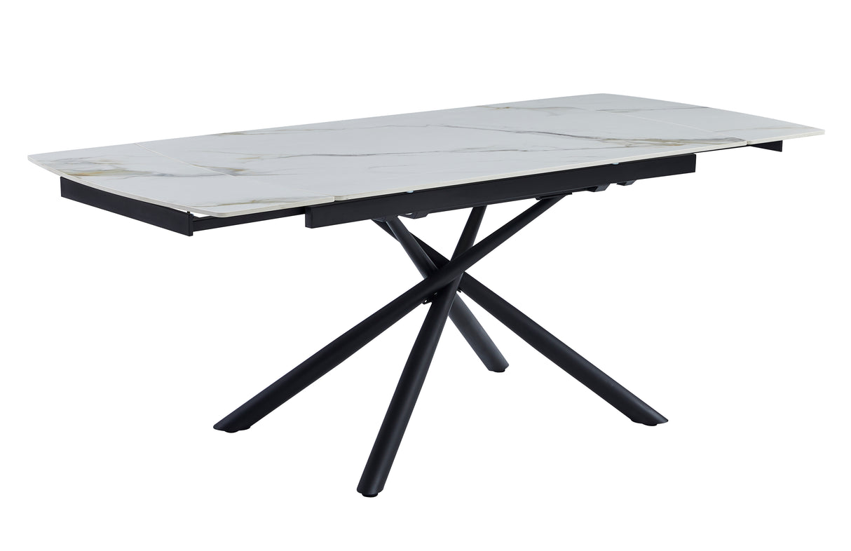 Aurelio Pro Ausziehtisch Keramik Weiß/Gold (140–200 cm)